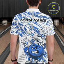 Load image into Gallery viewer, Blue Camo Custom Funny Bowling Polo Shirts For Men, Bowling Team Tournament Shirt IPHW9398