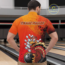 Load image into Gallery viewer, Custom Funny Orange Turkey Bowling Team Men Quarter-Zip Shirts, Thanksgiving Bowling Outfit IPHW9785