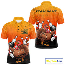 Load image into Gallery viewer, Custom Funny Turkey Bowling Thanksgiving Bowing Outfit Team Polo Shirts For Men IPHW9787