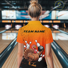 Load image into Gallery viewer, Custom Funny Turkey Bowling Thanksgiving Bowing Outfit Team Quarter-Zip Shirts For Women IPHW9787