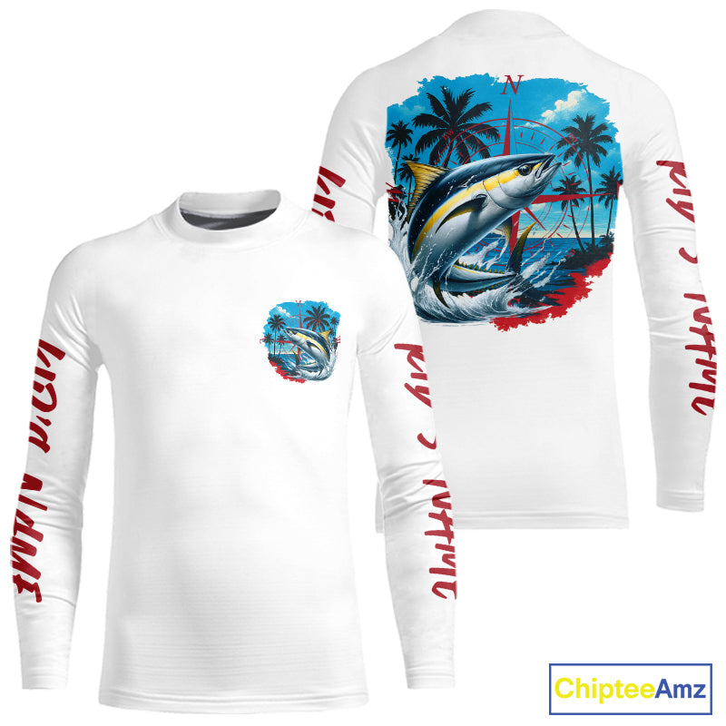 Custom Saltwater Yellowfin Tuna Fishing Kid Long Sleeve Performance Sport Fishing Shirt IPHW9224