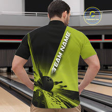 Load image into Gallery viewer, Custom Black And Green Strike Bowling Quarter-Zip Shirts For Men, Bowling Team Uniform IPHW9553