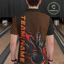 Load image into Gallery viewer, Custom Red Orange Flame Bowling Polo Shirts For Men, Bowling Tournament Team Shirt IPHW9403