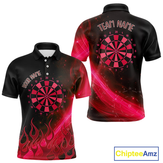 Dartboard 3D Lightning Darts Shirt For Men Custom Name & Team Jersey | Opt3 - Red NYN0647