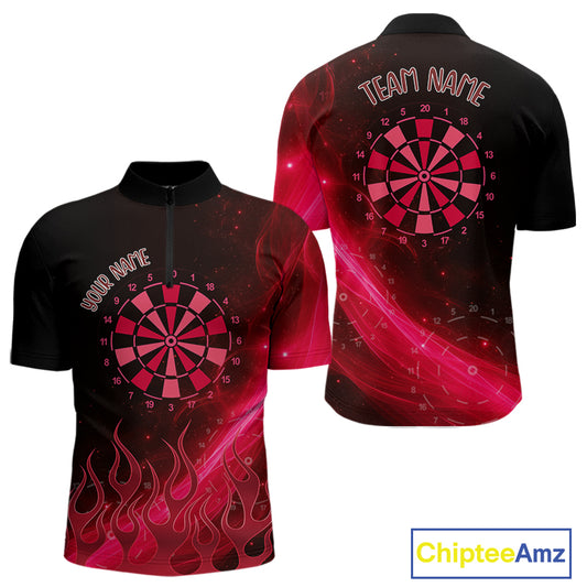Dartboard 3D Lightning Darts Shirt For Men Custom Name & Team Jersey | Opt3 - Red NYN0647