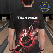Load image into Gallery viewer, Custom Galaxy Red Flame Bowling Polo Shirt For Men, Bowling League Team Uniform IPHW9569