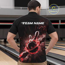 Load image into Gallery viewer, Custom Galaxy Red Flame Bowling Quarter-Zip Shirt For Men, Bowling League Team Uniform IPHW9569