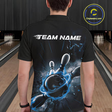 Load image into Gallery viewer, Custom Galaxy Blue Flame Bowling Polo Shirt For Men, Bowling League Team Uniform IPHW9570
