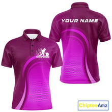Load image into Gallery viewer, Custom Purple Bowling Team Polo Shirts For Men, Bowling Tournament Bowling League Shirt IPHW9237
