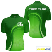 Load image into Gallery viewer, Custom Green Bowling Team Quarter-Zip Shirts For Men, Bowling Tournament Bowling League Shirt IPHW9238
