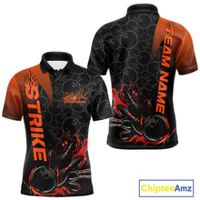 Load image into Gallery viewer, Custom Bowling Pattern Red Flame Strike Bowling Team Men Polo Shirts, Bowling Jerseys IPHW9415