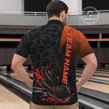 Load image into Gallery viewer, Custom Bowling Pattern Red Flame Strike Bowling Team Men Quarter-Zip Shirts, Bowling Jerseys IPHW9415