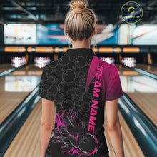 Load image into Gallery viewer, Custom Bowling Pattern Pink Flame Strike Bowling Team Women Polo Shirts, Bowling Jerseys IPHW9417