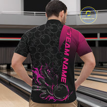 Load image into Gallery viewer, Custom Bowling Pattern Pink Flame Strike Bowling Team Men Quarter-Zip Shirts, Bowling Jerseys IPHW9417