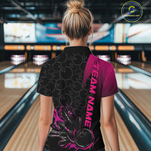 Load image into Gallery viewer, Custom Bowling Pattern Pink Flame Strike Bowling Team Women Quarter-Zip Shirts IPHW9417