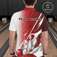 Load image into Gallery viewer, Custom Red Bowling Pattern Bowling Team Polo Shirts For Men, Red Bowling Jerseys IPHW9427