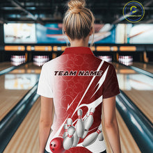 Load image into Gallery viewer, Custom Red Bowling Pattern Bowling Team Women Quarter-Zip Shirts, Red Bowling Jerseys IPHW9427