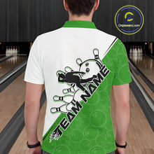 Load image into Gallery viewer, Cusom Green Strike Bowling Team Polo Shirts For Men, Bowling League Shirt Bowlers Outfit IPHW9261