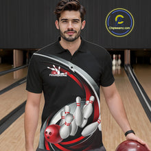 Load image into Gallery viewer, Custom Black And Red Bowling Team Jerseys, Bowler Uniform Bowling Polo Shirts For Men IPHW9276