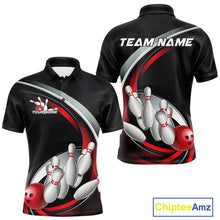 Load image into Gallery viewer, Custom Black And Red Bowling Team Jerseys, Bowler Uniform Bowling Polo Shirts For Men IPHW9276