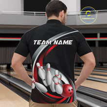 Load image into Gallery viewer, Custom Black And Red Bowling Team Jerseys, Bowler Uniform Bowling Quarter-Zip Shirts For Men IPHW9276