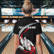 Load image into Gallery viewer, Custom Black And Red Bowling Team Jerseys, Bowler Uniform Bowling Women Quarter-Zip Shirt IPHW9276