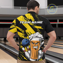 Load image into Gallery viewer, Custom Grunge Yellow Funny Bowling And Beer Quarter-Zip Shirts For Men, Bowling Team Uniform IPHW9607