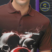 Load image into Gallery viewer, Custom Red Smoke Skull Bowling Polo Shirts For Men, Ghostly Halloween Bowling Outfit IPHW9520