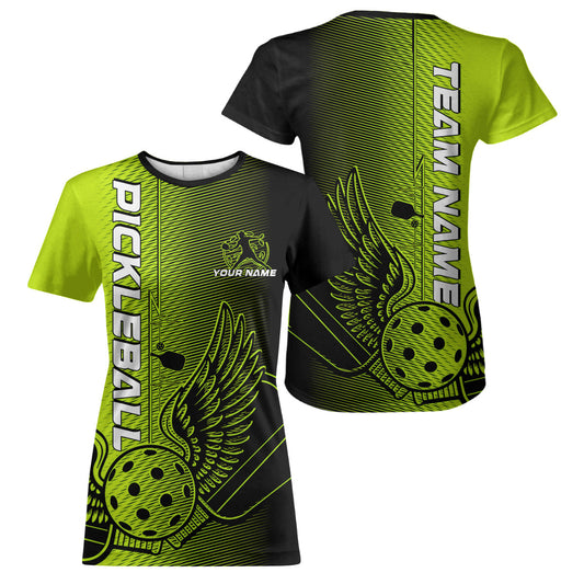 Custom Green Pickleball Wings Jerseys Outdoor Pickleball T-Shirts Team For Women IPHW9309