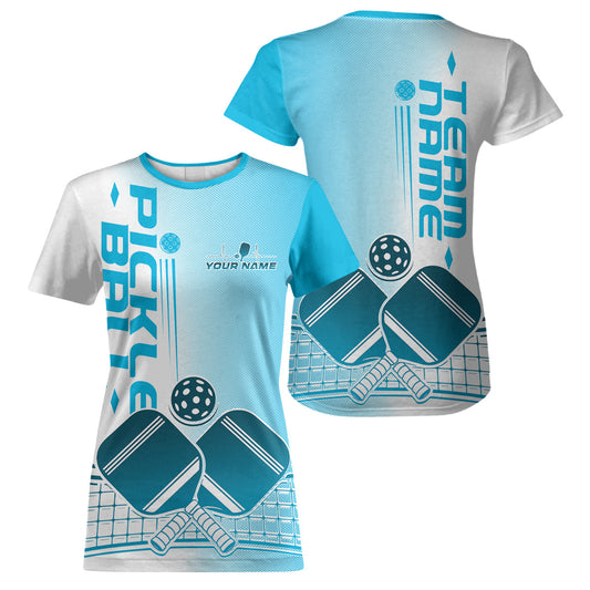 Custom Blue Pickleball Team T-Shirts For Women, Pickleball League IPHW9314