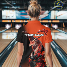 Load image into Gallery viewer, Custom Red Orange Dragon Flame Bowling Women Quarter-Zip Shirt, Bowling Tournament Shirt IPHW9330