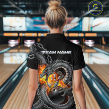 Load image into Gallery viewer, Custom Metal Chain Flame Dragon Bowling Polo Shirts For Women, Bowlin Team Shirt IPHW9097