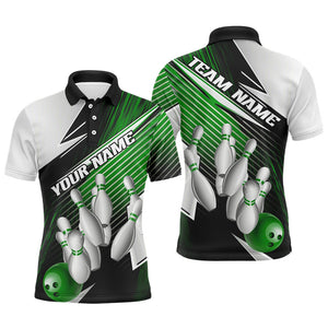 Black And Green Custom Bowling Team Shirts For Men, Bowling Tournament Bowling League Shirt IPHW7937