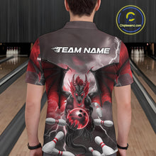 Load image into Gallery viewer, Custom Red Thunder Lightning Dragon Bowling Polo Shirts For Men, Team Uniform IPHW9103