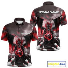 Load image into Gallery viewer, Custom Red Thunder Lightning Dragon Bowling Polo Shirts For Men, Team Uniform IPHW9103