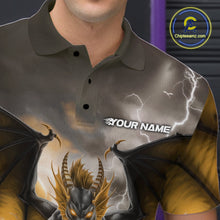 Load image into Gallery viewer, Custom Yellow Thunder Lightning Dragon Bowling Polo Shirts For Men, Team Uniform IPHW9105