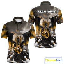 Load image into Gallery viewer, Custom Yellow Thunder Lightning Dragon Bowling Polo Shirts For Men, Team Uniform IPHW9105