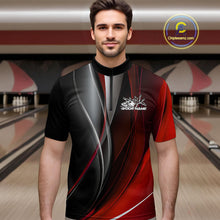 Load image into Gallery viewer, Custom Black And Red Dragon Bowling Quarter-Zip Shirts For Men, Dragon Bowling Jersey IPHW9342