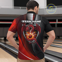 Load image into Gallery viewer, Custom Black And Red Dragon Bowling Quarter-Zip Shirts For Men, Dragon Bowling Jersey IPHW9342