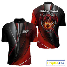 Load image into Gallery viewer, Custom Black And Red Dragon Bowling Quarter-Zip Shirts For Men, Dragon Bowling Jersey IPHW9342