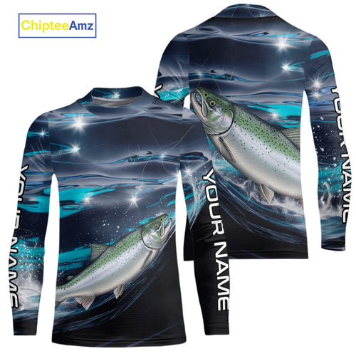 Custom Chinook King Salmon Fishing Saltwater Kid Long Sleeve Performance Fishing Shirts IPHW9347