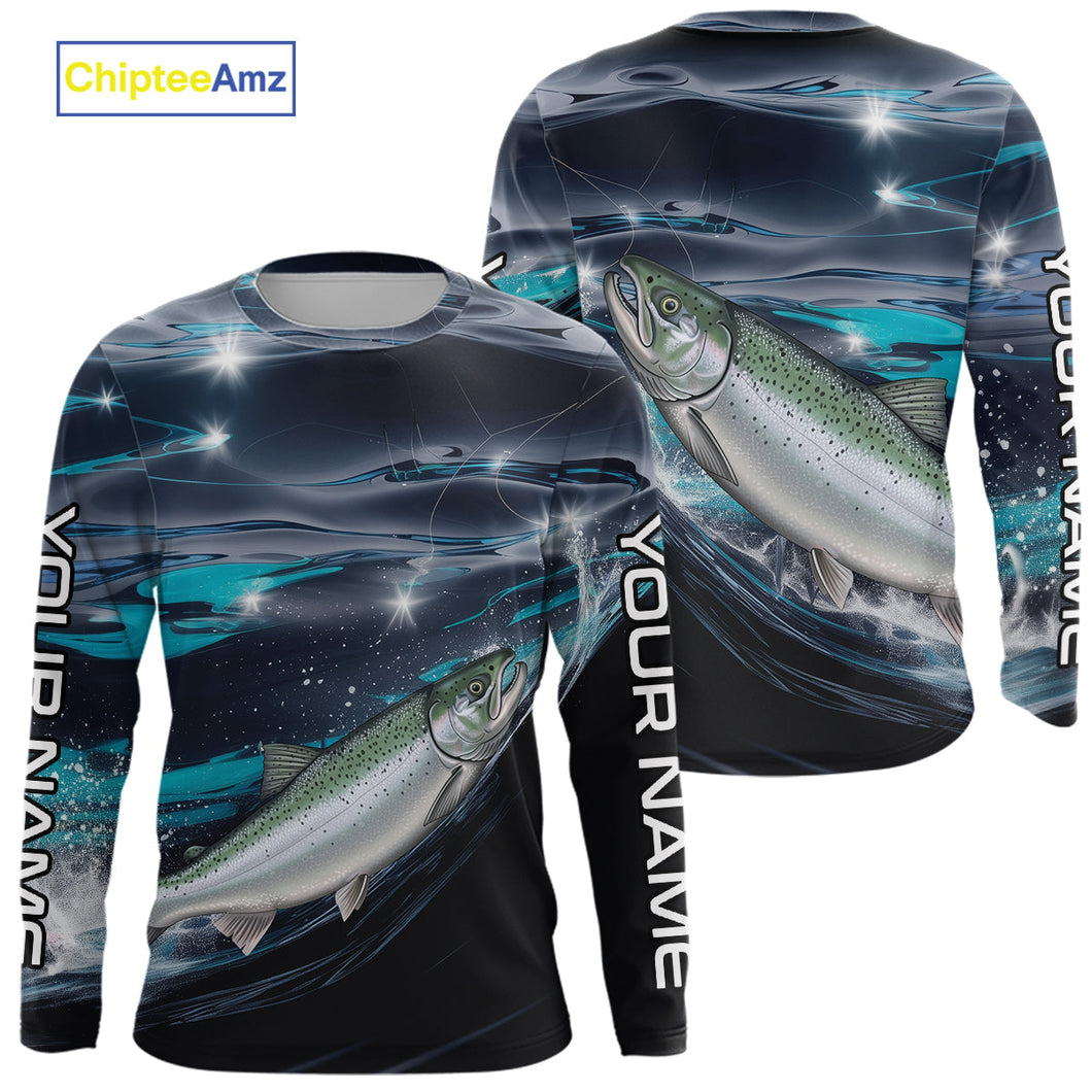 Custom Chinook King Salmon Fishing Saltwater Long Sleeve Performance Fishing Shirts IPHW9347