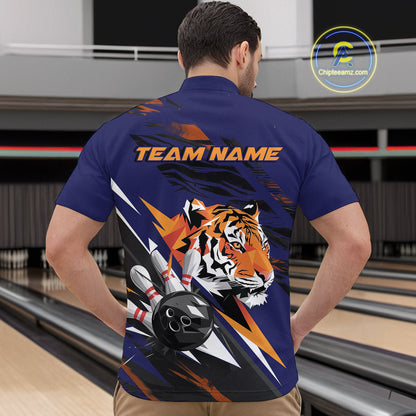 Custom Tiger Bowling Jerseys, Tiger Bowling Quarter-Zip Team Shirts For Men IPHW9490