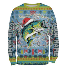 Load image into Gallery viewer, Custom Largemouth Bass Fishing Ugly Sweater Pattern Style All Over Shirts Christmas Fishing Shirt IPHW7970