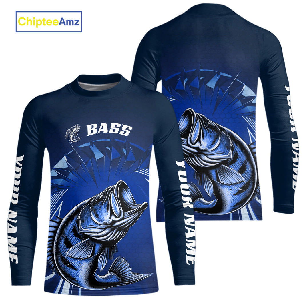 Custom Largemouth Bass Blue Kid Long Sleeve Tournament Fishing Shirts, Bass  Fishing Jerseys IPHW9178
