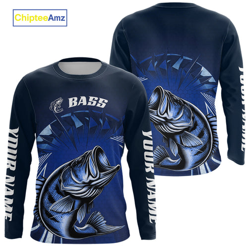 Custom Largemouth Bass Blue Long Sleeve Tournament Fishing Shirts, Bass  Fishing Jerseys IPHW9178