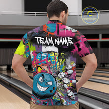 Load image into Gallery viewer, Custom Funny Graffity Colorful Bowling Quarter-Zip Shirts For Men, Bowling Tournament Shirt IPHW9382