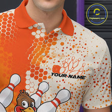 Load image into Gallery viewer, Custom Funny Orange Thanksgiving Turkey Bowling Team Men Polo Shirts, Bowling Jerseys IPHW9767