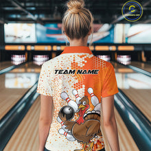 Load image into Gallery viewer, Custom Funny Orange Thanksgiving Turkey Bowling Team Women Polo Shirts, Bowling Jerseys IPHW9767
