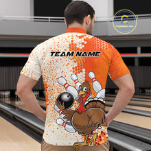 Load image into Gallery viewer, Custom Funny Orange Thanksgiving Turkey Bowling Team Men Quarter-Zip Shirts, Bowling Jerseys IPHW9767